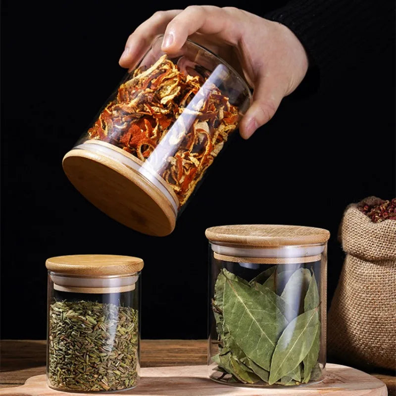 Pote para Mantimentos com Tampa de Bambu - Vidro Borossilicato