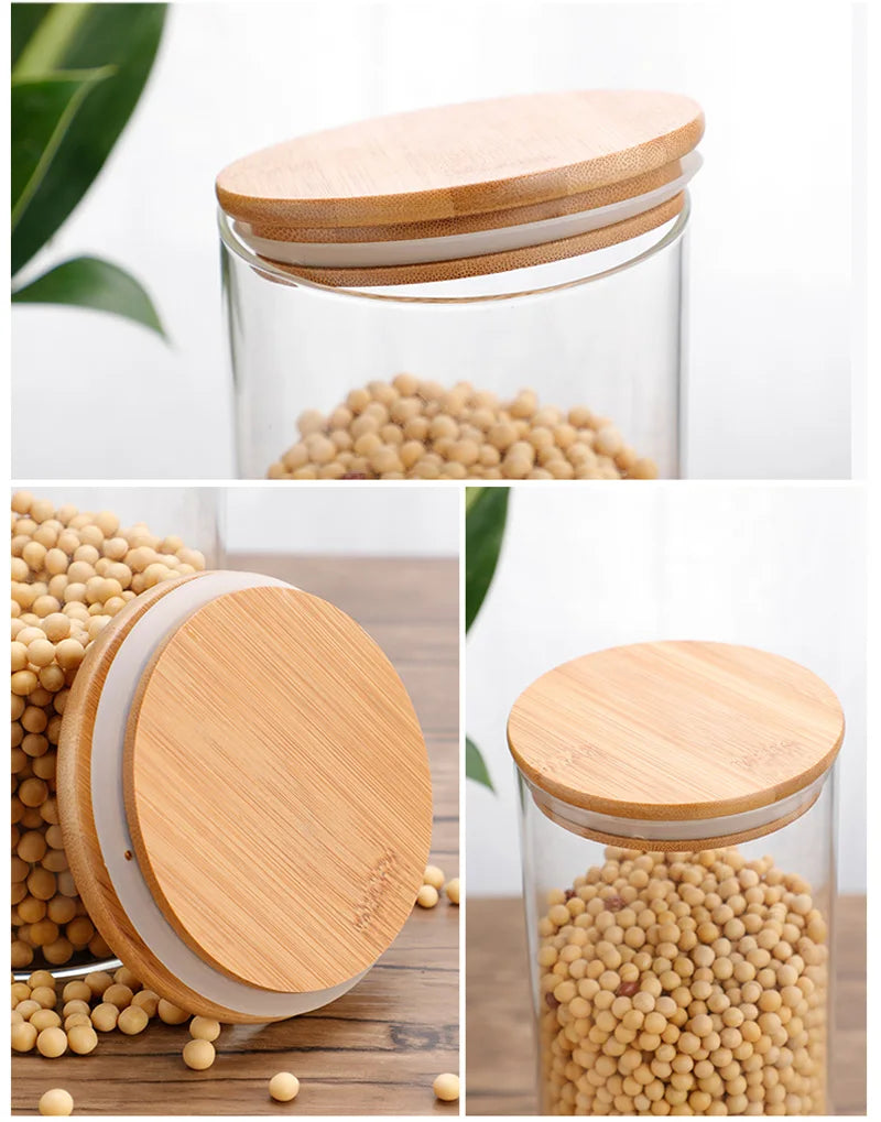 Pote para Mantimentos com Tampa de Bambu - Vidro Borossilicato