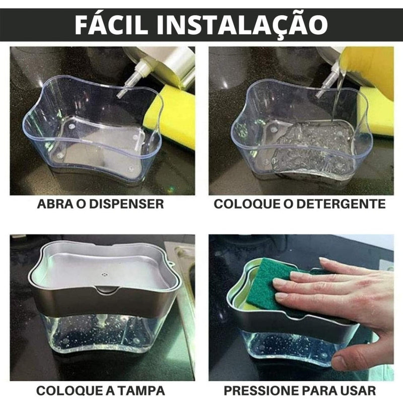 Dispenser 2 em 1 para Detergente e Esponja